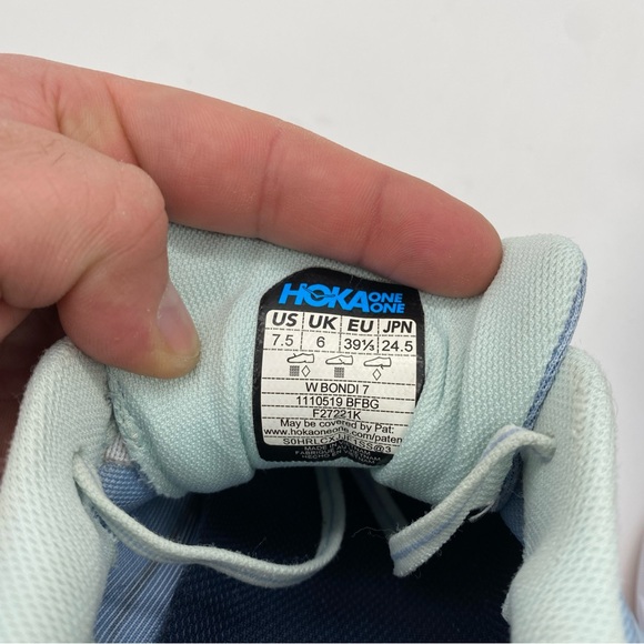 Hoka One One Womens Size 7.5 Bondi 7 Blue Running Shoes 1110519 BFBG - Picture 8 of 8